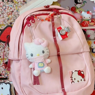 ღ Sanrio กระเป๋าเป้สะพายหลัง กระเป๋านักเรียน หนัง pu แบบนิ่ม จุของได้เยอะ ลาย Hello Kitty สไตล์เกาหลี ญี่ปุ่น สําหรับผู้หญิง