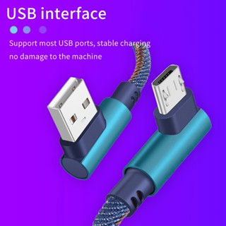 2a สายเคเบิลข้อมูล ข้อศอกคู่ คาวบอย Micro USB Type C อินเตอร์เฟซ ชาร์จ USB ส่งข้อมูล โทรศัพท์มือถือ สายเคเบิล สีดํา ฟ้า 1 เมตร 2 เมตร สําหรับ iPhone Android Samsung