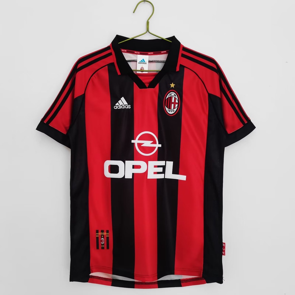 เสื้อกีฬาแขนสั้น ลายทีมชาติฟุตบอลชั้นนํา AC Milan 1998-99 สไตล์เรโทร