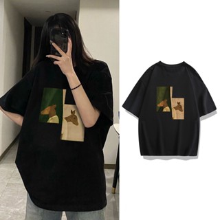 【พร้อมส่ง】เสื้อยืดคอกลม แขนสั้น ผ้าฝ้าย 100% ทรงหลวม โอเวอร์ไซซ์ สไตล์เกาหลี แฟชั่นฤดูร้อน สําหรับผู้หญิง 2023