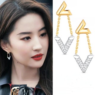 [พร้อมส่ง] Go Somewhere Windy Xu Hongdou Liu Yifei ต่างหูแฟชั่น รูปตัว V คู่ หรูหรา