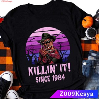 เสื้อยืดผ้าฝ้ายพิมพ์ลาย Z009Kesya เสื้อยืดสีพื้นไซส์ใหญ่ Vintage Freddy Kruegers Killing It Since 1984 Horror Hallo_03