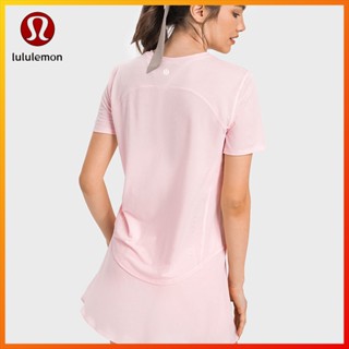 Lululemon ใหม่ เสื้อกีฬาโยคะ แขนสั้น ผ้าระบายความร้อนด้วยน้ํา แถบสะท้อนแสง ทรงหลวม ลําลอง DS333