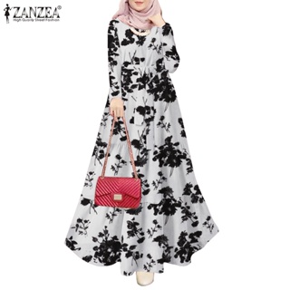 ZANZEA Women Muslim Abaya Casual Loose Long Sleeve Party Oversized Long Dress