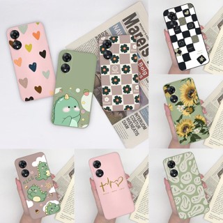 เคสโทรศัพท์มือถือ ซิลิโคนนิ่ม กันกระแทก ลายดอกไม้ ไดโนเสาร์น่ารัก แฟชั่น สําหรับ OPPO A58 A78 5G A 58 A 78 6.56 นิ้ว