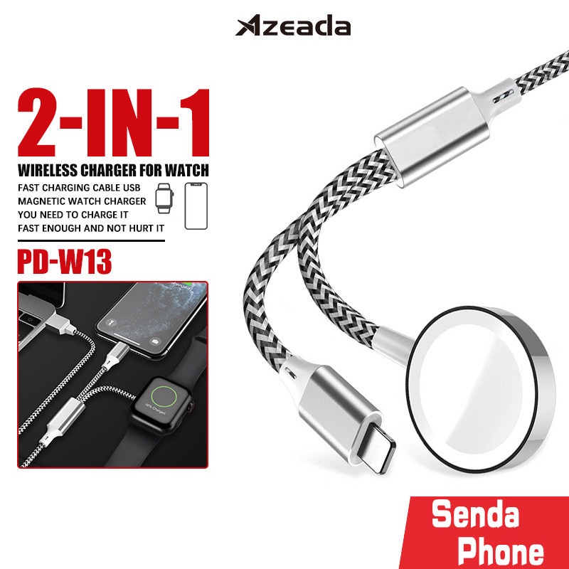 สายชาร์จ สายชาร์จนาฬิกา 2in1 Azeada รุ่น PD-W13 wireless charger for watch ชาร์จเต็มเร็ว