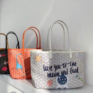 Goyard tote bag mini Korea EMO Dog Tooth bag 2020 ใหม่ สไตล์แฟชั่นขนาดเล็ก ck Graffiti กระเป๋าถือความจุขนาดใหญ่กระเป๋าสะพายไหล่