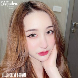 🔥 คอนแทคเลนส์ ✨ขนาดบิ๊กอาย✨Olive Brown✨ Hello (Montra)