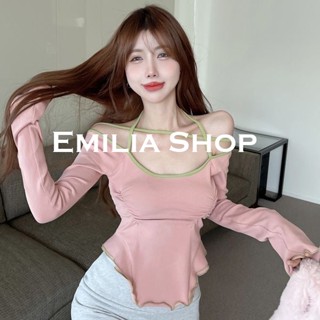 EMILIA SHOP เสื้อครอป เสื้อยืด เข้ารูป sexy สไตล์เกาหลี  สําหรับผู้หญิง ใส่ไปคลับ ปาร์ตี้ A29J0LA 0301