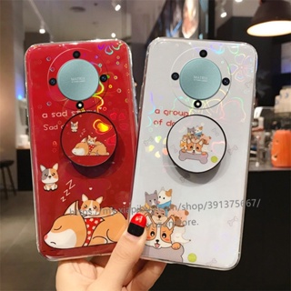 พร้อมส่ง เคสโทรศัพท์มือถือ TPU นิ่ม ปิดด้านหลัง แบบป้องกัน ลายการ์ตูน พร้อมขาตั้ง หลากสี สําหรับ Honor X9a X8a X7a X9 X8 X7 X6 5G 4G เคส Phone Case