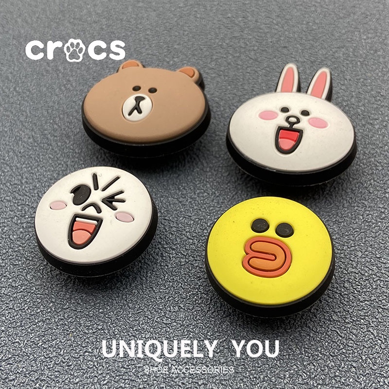Crocs jibbitz charms line friends ตัวติดรองเท้าแฟชั่น ลายการ์ตูน สีน้ําตาลโคนี่ แซลลี่