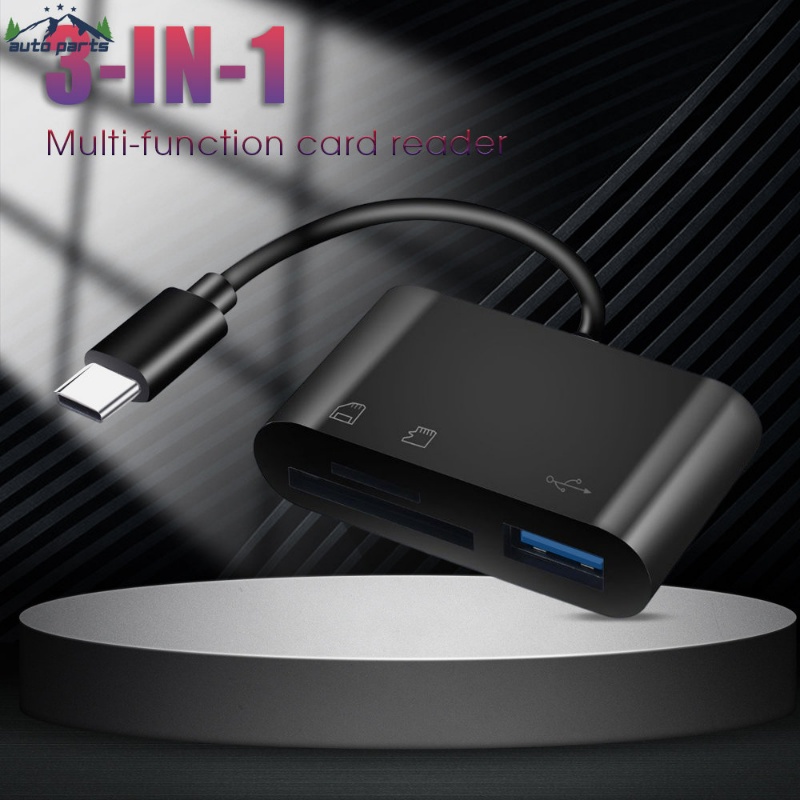3 in 1 อะแดปเตอร์การ์ดรีดเดอร์ SD TF USB Type C OTG อเนกประสงค์ สําหรับแล็ปท็อป โทรศัพท์มือถือ แฟลชไดรฟ์