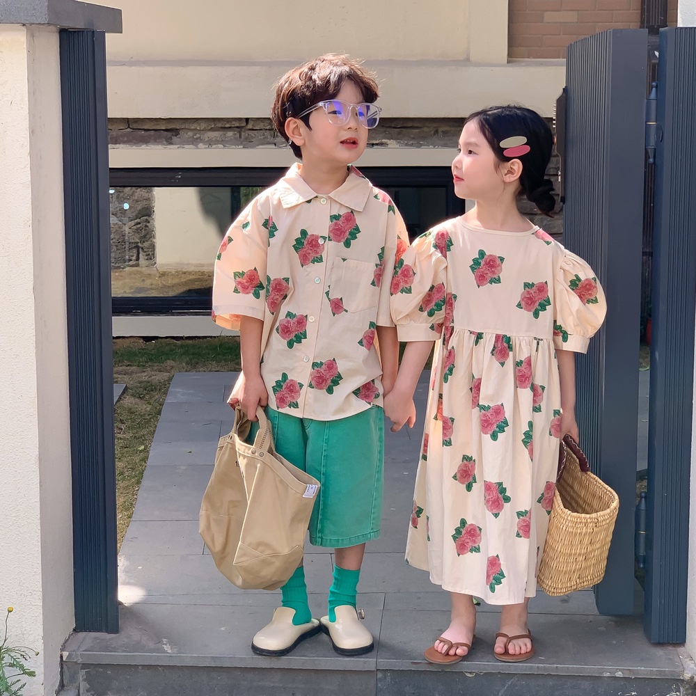 2025 ฤดูร้อนเกาหลีแฟชั่นสินค้าใหม่ชุดเด็กชุดสองชิ้นบราเดอร์และน้องสาว