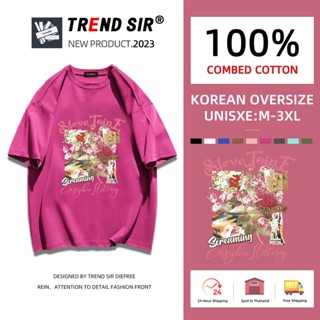 ⚡พร้อมส่ง⚡️เสื้อยืด oversize cotton 100 เสื้อยืดคอกลม ทรงหลวม เสื้อยืดทรงหลวมสไตล์เกาหลี มี9สี M-3XL