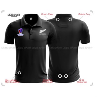 เสื้อโปโล ทีมโค้ช พนักงานเจ้าหน้าที่ รักบี้ ไมโครไฟเบอร์ WC France 2023 DX1 สีดําล้วน