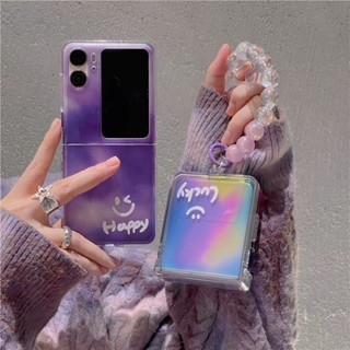 เคสโทรศัพท์มือถือ แบบแข็ง ป้องกันกระแทก ลายหน้ายิ้ม สีน้ํา สําหรับ Oppo Find N2