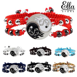 Ellastore123 สร้อยข้อมือเชือกไนล่อนถัก ลายมังกร ปรับได้ 1 คู่ สําหรับของขวัญวันวาเลนไทน์