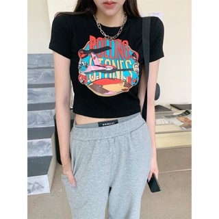 NZN เสื้อครอปแขนสั้น พิมพ์ลาย สําหรับผู้หญิง