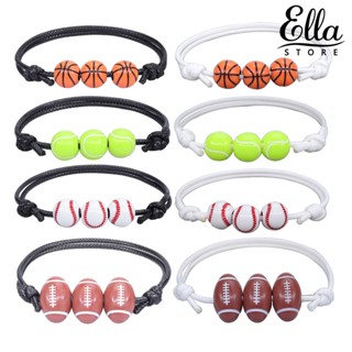 Ellastore123 สร้อยข้อมือถัก รูปลูกบอล ปรับได้ เครื่องประดับแฟชั่น สําหรับทุกเพศ