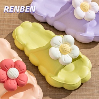 RENBEN  ขั้นตอนในความรู้สึกรองเท้าแตะผู้หญิงใหม่น่ารักในร่มห้องน้ำที่บ้านรองเท้าแตะกันลื่นนอก