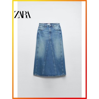 Zara ใหม่ TRF กระโปรงยีน เอวกลาง สําหรับผู้หญิง 4365091 400