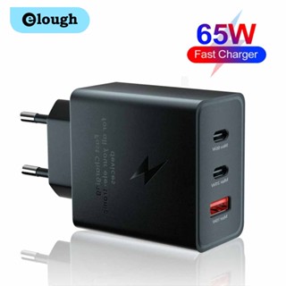 Elough อะแดปเตอร์ชาร์จ USB C 65W ปลั๊ก EU US แบบพกพา ชาร์จเร็ว