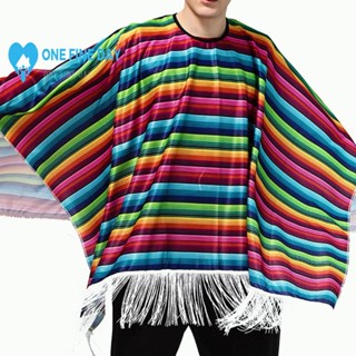 หมวกคอสเพลย์ Mexican Serape Poncho &amp; Sombrero สไตล์สเปน สําหรับผู้ใหญ่ I2V2