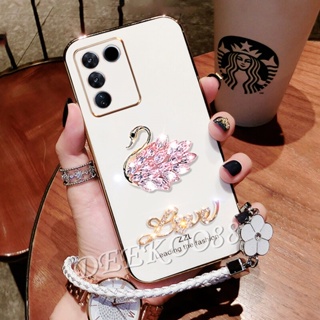 เคสโทรศัพท์มือถือนิ่ม ลายหงส์น่ารัก 3D พร้อมสายคล้องมือ สําหรับ VIVO V29 Y27 Y36 Y78 Y02T Y02A 5G 4G VIVOV29 VIVOY27