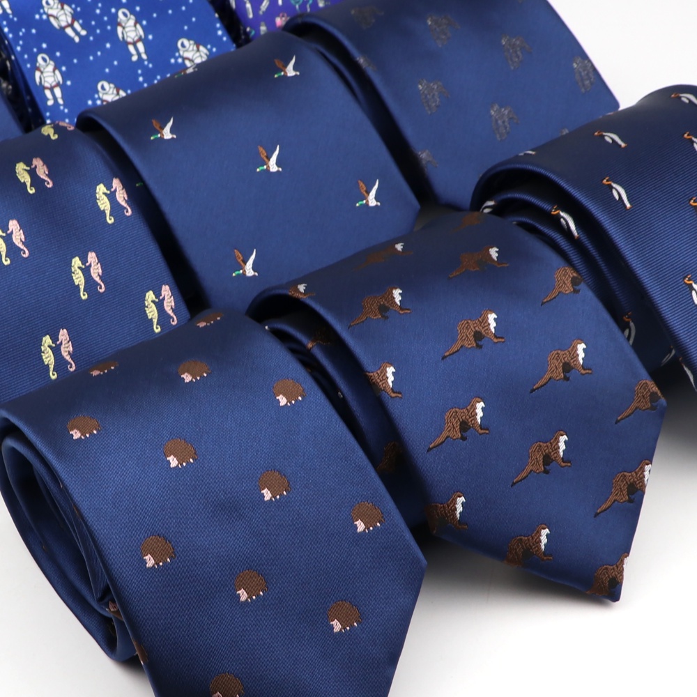 Zonfaz ผู ้ ชายคลาสสิก Navy Blue Neckties แฟชั ่ นสัตว ์ พิมพ ์ ผ ้ าไหม Ties งานแต ่ งงาน Casual Jacquard ทอคอ Tie Man สีทึบมาตรฐาน Tie