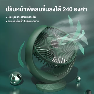 RAYPAL พัดลมตั้งโต๊ะไร้สาย พัดลมพกพา แบตเตอรี่ 6000mAh ลมแรง 3 เท่า ปรับแรงลมได้ ชาร์จ USB พัดลมมินิ