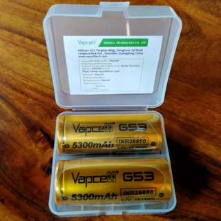 ถ่านชาร์จ 26650 Vapcell G53 หัวนูน 5300mAh 20A แท้100 เช็คโค๊ดได้ ถ่าน