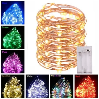 สายไฟหิ่งห้อย LED ลวดทองแดง ใช้แบตเตอรี่ ขนาด 1 ม. 2 ม. 5/10 ม. สําหรับตกแต่งปาร์ตี้คริสต์มาส งานแต่งงาน