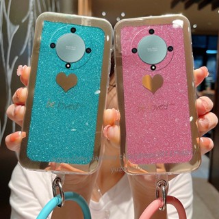 พร้อมส่ง เคสโทรศัพท์มือถือ ซิลิโคนนุ่ม TPU แข็ง แต่งกลิตเตอร์ พร้อมสายคล้อง พกพาง่าย สําหรับ Honor X9a X8a X7a X9 X8 X7 X6 5G 4G เคส Phone Case