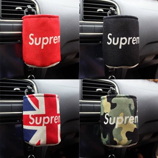 Fashion Brand Car Air Conditioner Air Outlet Mount Storage Bag Hanging Phone Storage Box Cotton Linen Car Storage Bag Interior Decoration Supplies Car Mini Storage Box