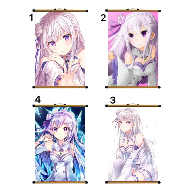 ที่แขวน Emilia re:zero ภาพสีน้ํามัน Emilia หลายลายพร้อมการกดไหม