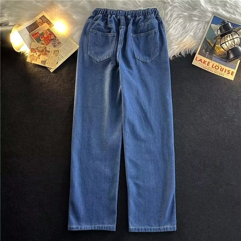 MNO.9 Jeans 5080 กางเกงยีนส์ขายาวชาย เอวยืด มีเชือกรูด ทรงหลวม thumbnail 6