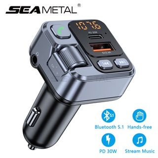 SEAMETAL T16 ที่ชาร์จแบตในรถ PD30W Type-C Quick Charger 12V-24V USB เครื่องเล่น MP3 บลูทูธ 5.1แฮนด์ฟรี ที่ชาร์จโทรศัพท์มือถือ เครื่องส่งเอฟเอ็ม