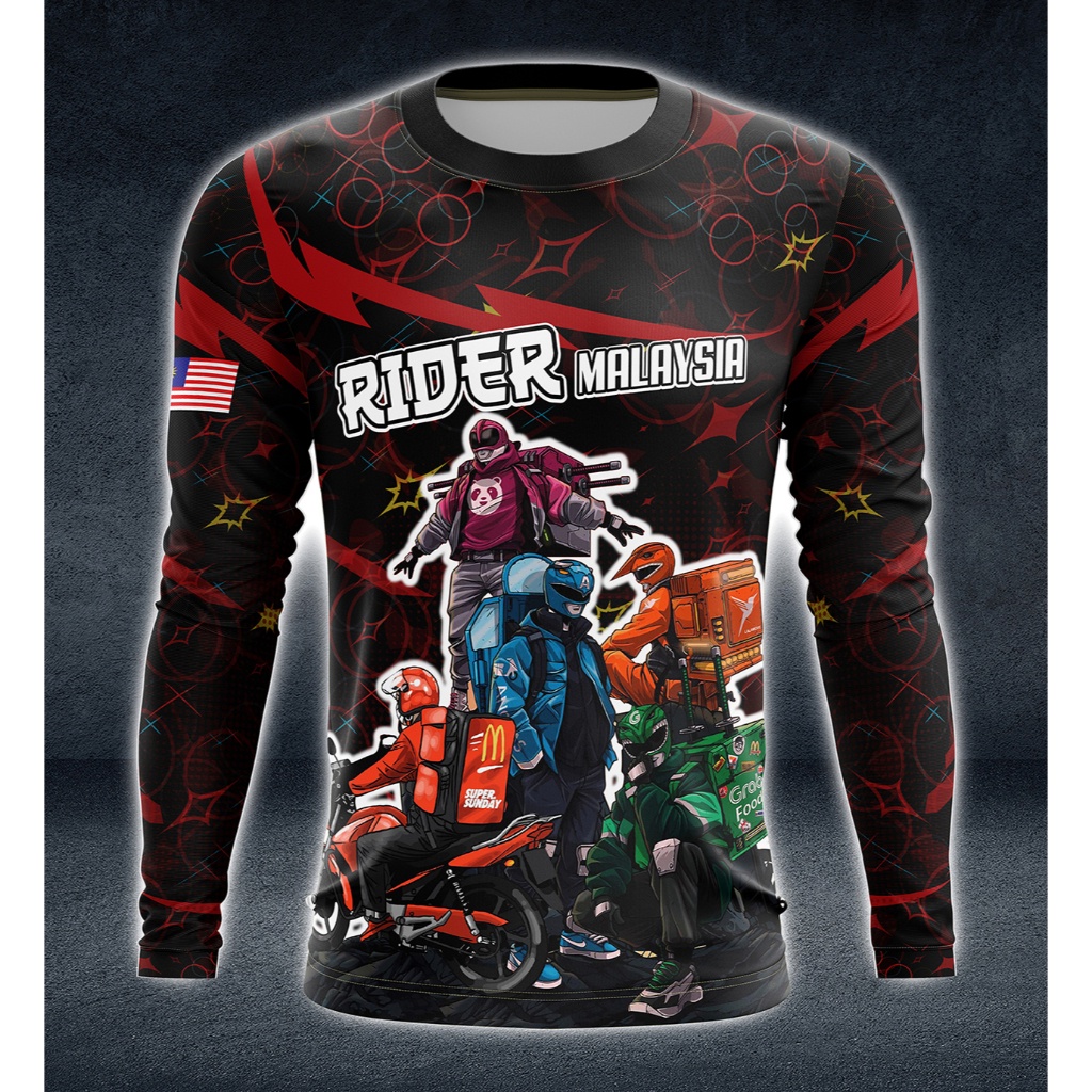 ใหม่ เสื้อแขนยาว ลาย Sublimation Baju Group Rider Malaysia Grab Lalamove FoodPanda แฟชั่นฤดูร้อน 202