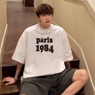 Fashiononly【SIze M-8XL】Men Street T-Shirt 2022 New Fashion paris 1984 Letter Print Summer Oversized Shirt Unisex Co_03