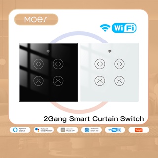 Moes สวิตช์ม่านบังตาอัจฉริยะ WiFi 2 Gang พร้อม Google Home Alexa Voice สําหรับมอเตอร์ชัตเตอร์ไฟฟ้า