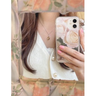 [อารมณ์โรแมนติก] เคสโทรศัพท์แข็ง สีขาวกุหลาบเจล