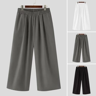 Incerun กางเกงขายาว ทรงหลวม ทรงตรง สีเข้ม สําหรับผู้ชาย