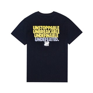 เสื้อยืดแขนสั้นเสื้อยืดผู้ชายไซส์ใหญ่ Undefeated เสื้อยืดแขนสั้น พิมพ์ลายโลโก้ตัวอักษร ห้าแถบ ฤดูร้อน สําหรับผู้ชาย และผ