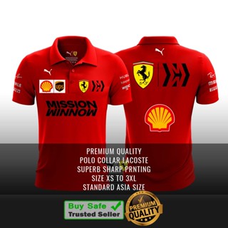 เสื้อยืดโปโล ลายทีม Ferrari f12020 สีแดง ไซซ์ XS-3XL