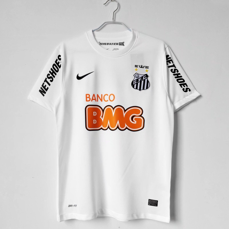 เสื้อกีฬาแขนสั้น ลายทีมชาติฟุตบอล Santos 2013 ชุดเหย้า สไตล์เรโทร แห้งเร็ว ไซซ์ S-XXL สําหรับผู้ชาย