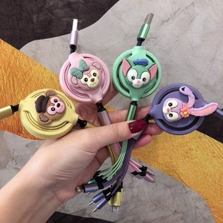 Applicable to Huawei Mobile Phone Data Cable Apple Fast Charge Line Cute Car One-to-Three Retractable Charging Cable Three-in-One aYo3