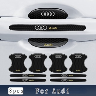 สติกเกอร์สะท้อนแสง ป้องกันรอยขีดข่วน สําหรับติดมือจับประตูรถยนต์ Audi 8 ชิ้น