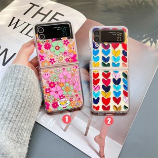 ใหม่ เคสโทรศัพท์มือถือแบบใส กันกระแทก ลายดอกไม้หน้ายิ้ม สําหรับ Samsung Z Flip4 3 W23 Flip 5G Z