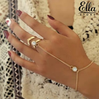 Ellastore123 สร้อยข้อมือ รูปลูกศรเรขาคณิต ประดับพลอยเทียม ปรับได้ สําหรับผู้หญิง