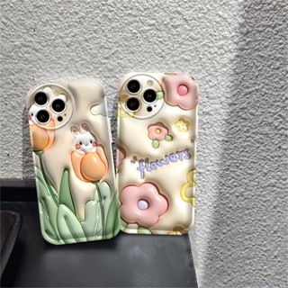 เคสโทรศัพท์มือถือ TPU ลายกระต่ายทิวลิป สําหรับ realme C55 10 4G C35 C33 C31 realme C15 C12 C21Y C25Y C25S C11 2021 realme C11 2020 C20 realme 5 5i 6i C3 8i KAIJIE